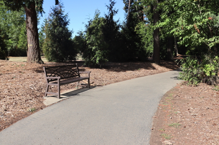 There are many places to sit along the paved Rock Creek Trail